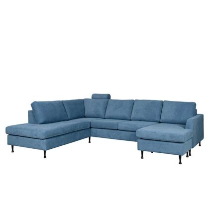 Dublin u-sofa med chaiselong og open end, light brown, højrevendt