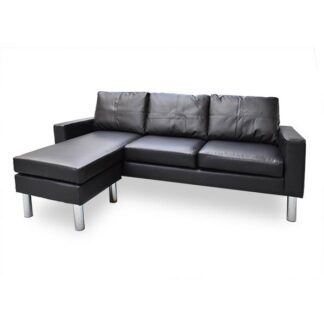 Lazy 3 pers. sofa med chaiselong - sort