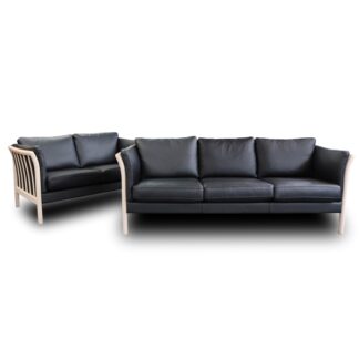 Skalma Asmara sofasæt - 2 + 3 pers. - Lakeret bøg m. brunt læder