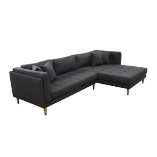 Tampa sofa med chaiselong - højrevendt, mørkegrå - stålben