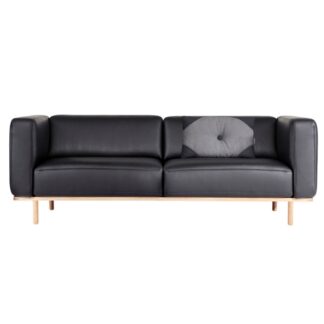 Andersen Furniture A1 3-personers sofa - sort læder - stel i Hvidpigmenteret eg