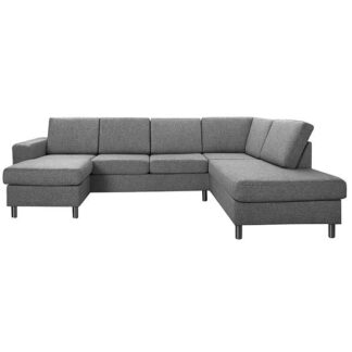 Pan U-sofa med chaiselong og open-end - Mørkegrå - Højrevendt