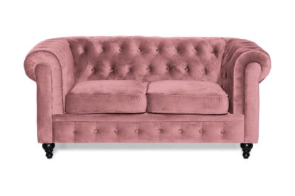 Chesterfield Lyx 2 Pers. Sofa, Rosa Velour