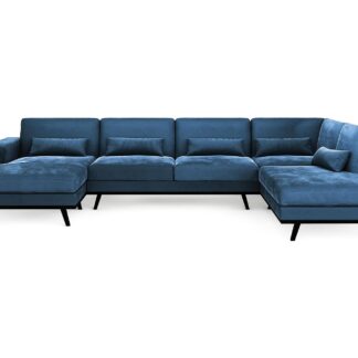 Copenhagen U-sofa, Blå Velour (Højrevendt)