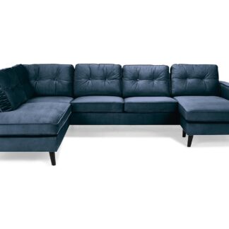 Monroe U-sofa M. Chaiselong, Mørkegrå Velour (Venstrevendt)