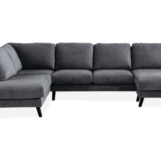 Trend Lyx U-sofa M. Chaiselong, Mørkegrå (Venstrevendt)