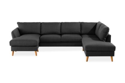 Trend U-sofa M. Chaiselong, Mørkegrå (Højrevendt)