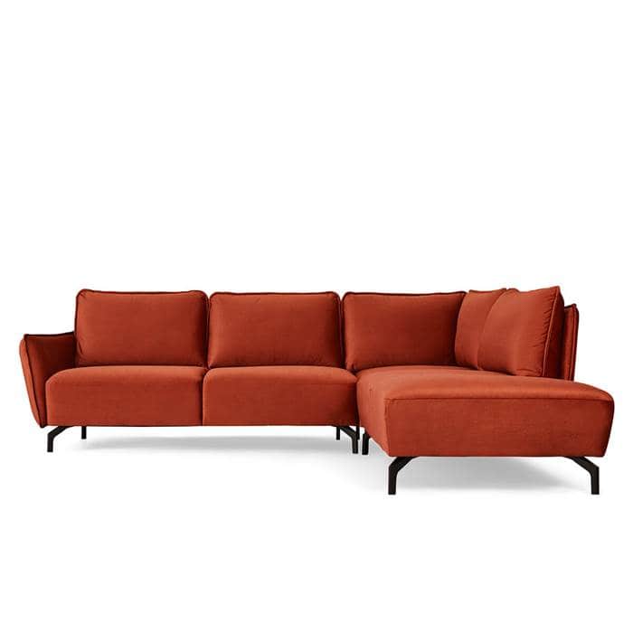Bella hjoernesofa orange velour » Sofatesten Bella hjørnesofa - orange velour
