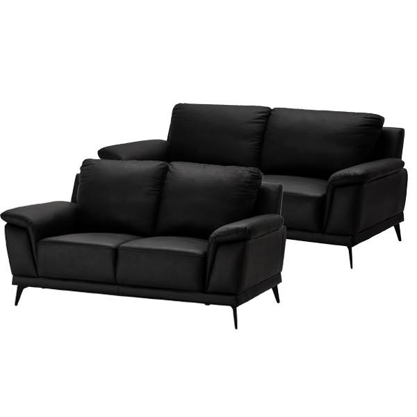 Dortmund sofasæt i sort læder - 2 + 3 pers.