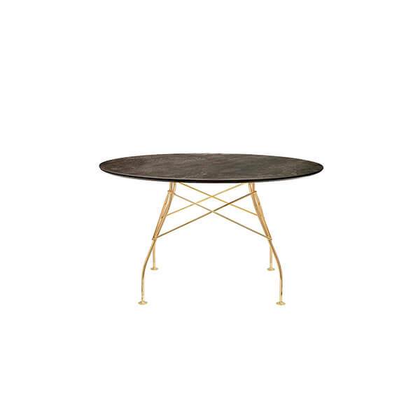 Kartell Glossy spisebord - Ø128 cm. - Aged Bronze - guld stel