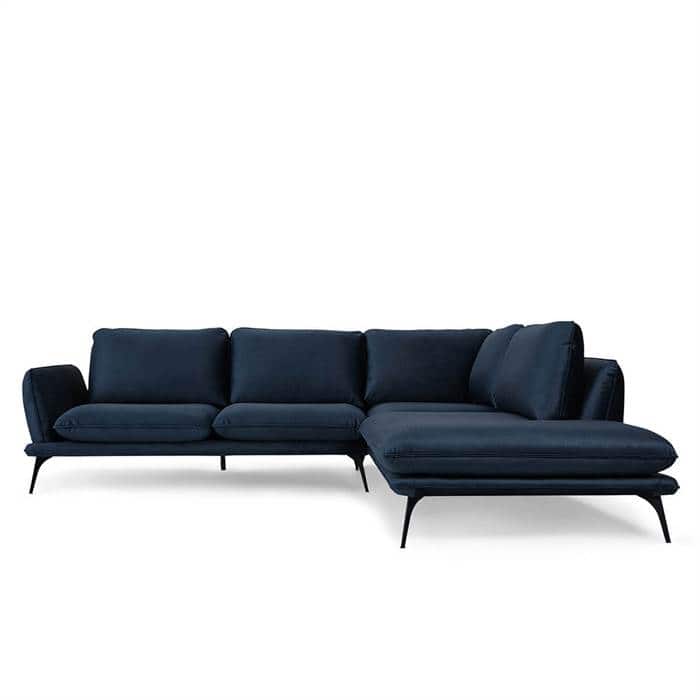 Portimao hjoernesofa moerkeblaa velour hoejrevendt » Sofatesten Portimao hjørnesofa - mørkeblå velour - højrevendt