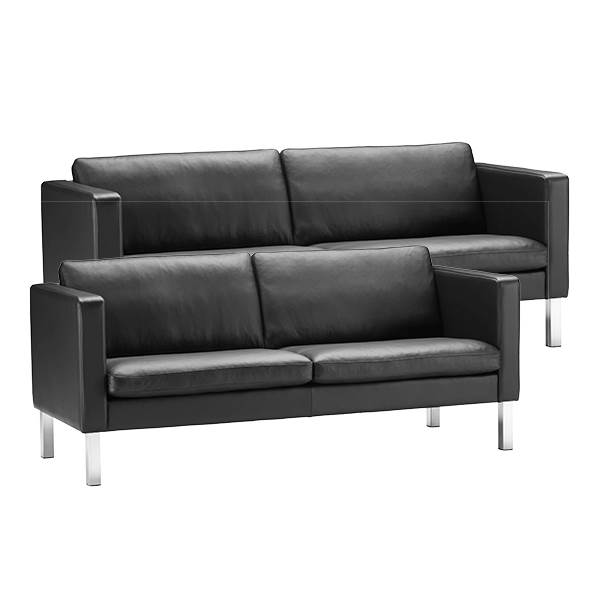 Stouby Bace sofasaet 23 pers. med sort laeder » Sofatesten Stouby Bace sofasæt 2+3 pers. med sort læder