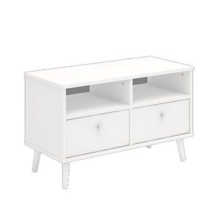 Tv-bænk med 2 skuffer - mat hvid - B:87 cm