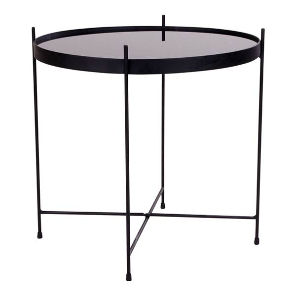 Venezia Sofabord Hjoernebord i sort staal med glas Oe48 cm » Sofatesten Venezia Sofabord - Hjørnebord i sort stål med glas Ø48 cm