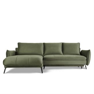 Vigo chaiselongsofa - lysegrøn velour - venstrevendt